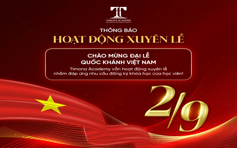 Timona Academy thông báo lịch làm việc lễ 2/9/2024