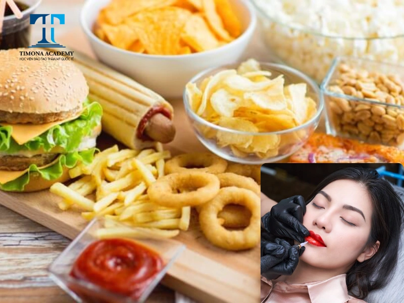 Hạn chế ăn các thực phẩm dầu mỡ sau khi phun môi