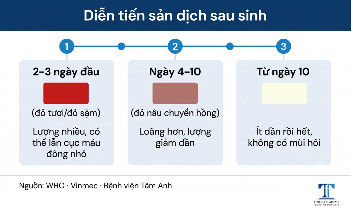 Cần theo dõi màu sản dịch để kiểm tra tình trạng của mẹ