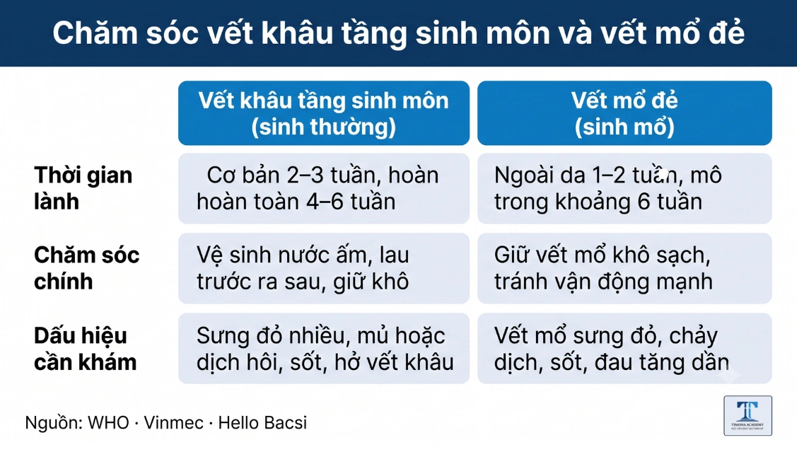 Chăm sóc vết khâu tầng sinh môn