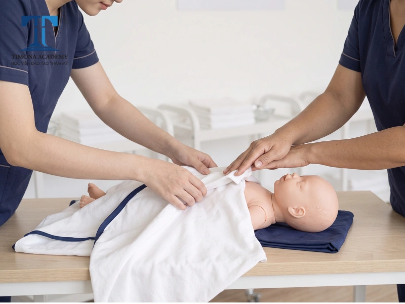 Học viên thực hành nhóm trước kỳ thi