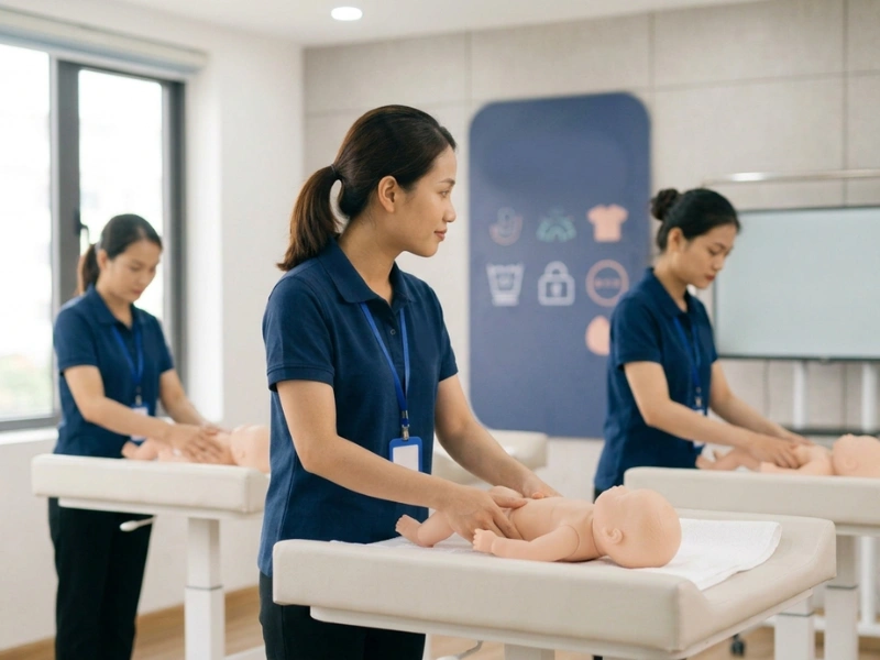 Giảng viên Timona Academy demo kỹ thuật chăm sóc mẹ và bé