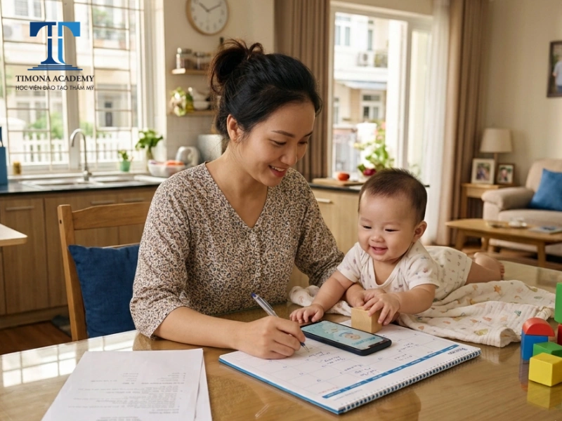 Mẹ bỉm làm nghề tay trái chăm sóc mẹ và bé bán thời gian
