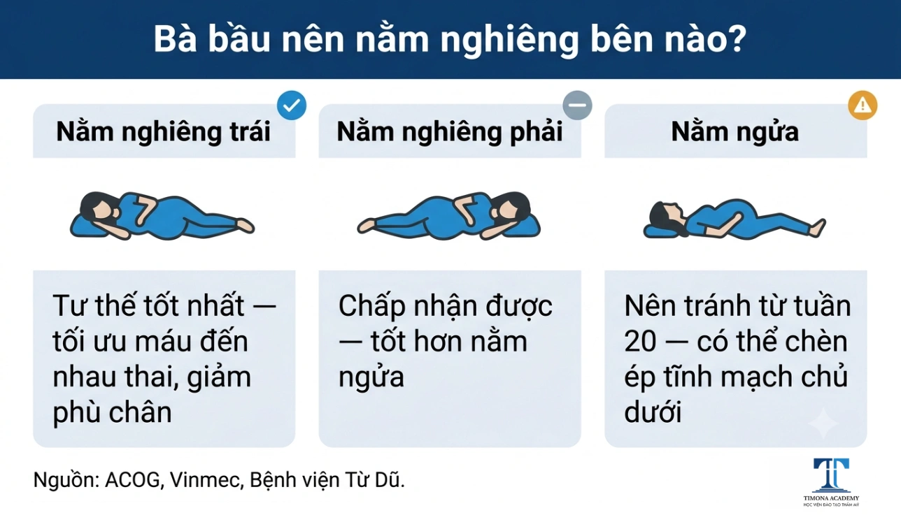 Bà bầu nên nằm nghiêng bên nào - tư thế nằm đúng khi mang thai